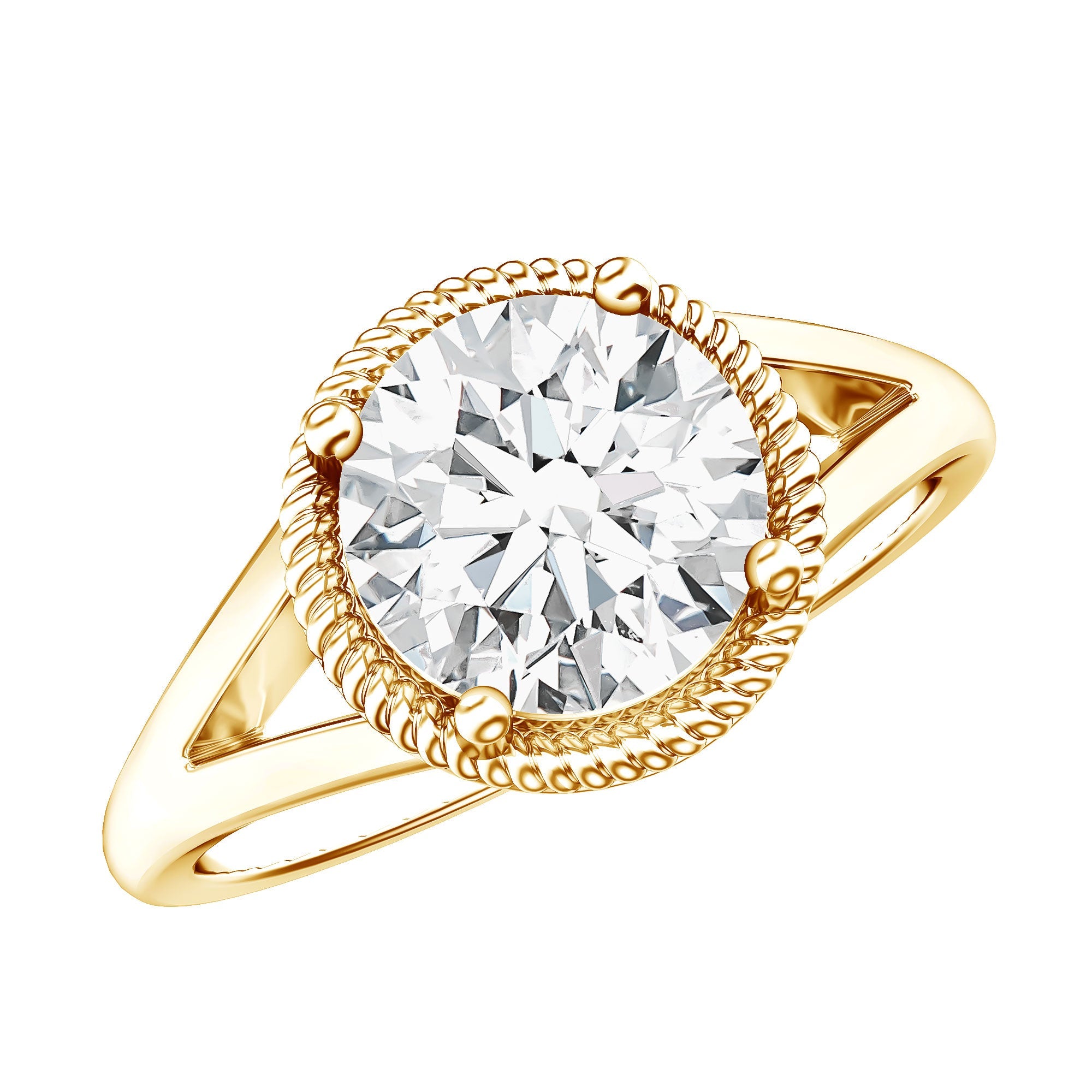 2 CT Round Moissanite Rope Band Engagement Ring | Rings | Wiccan Center