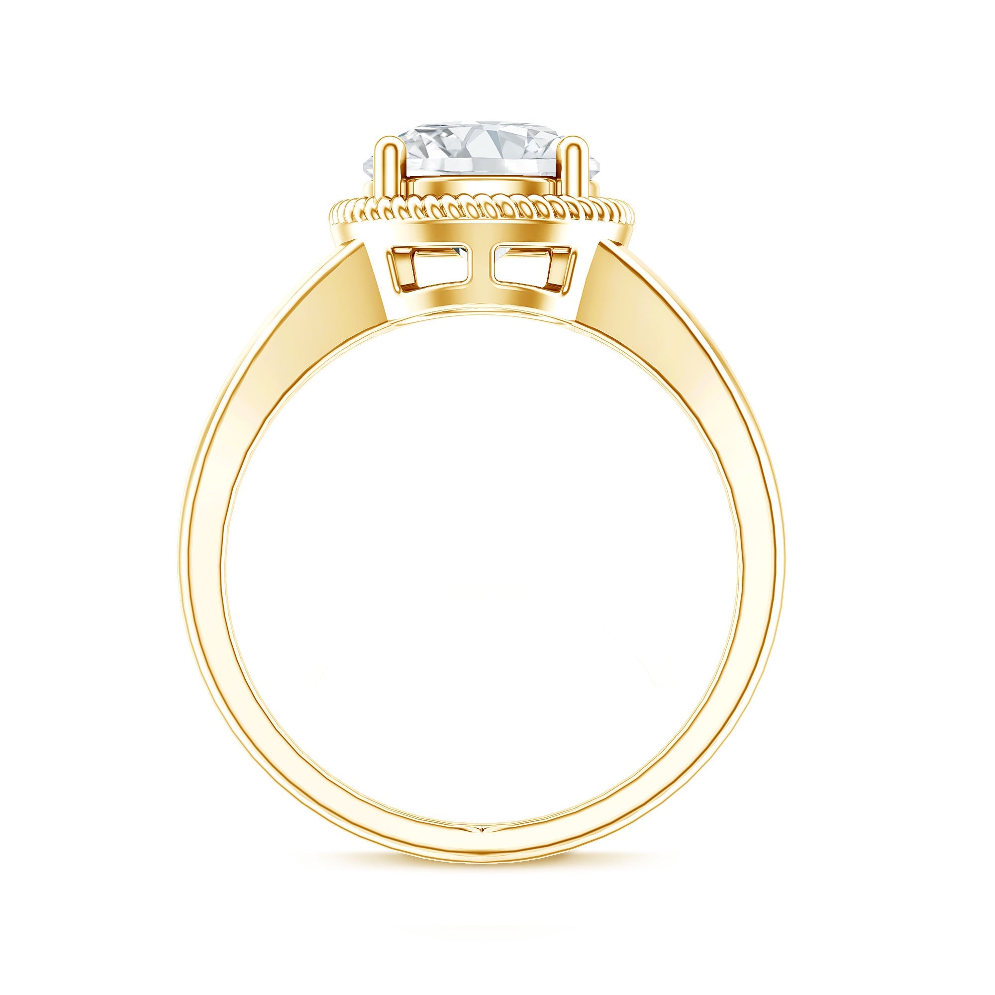 2 CT Round Moissanite Rope Band Engagement Ring
