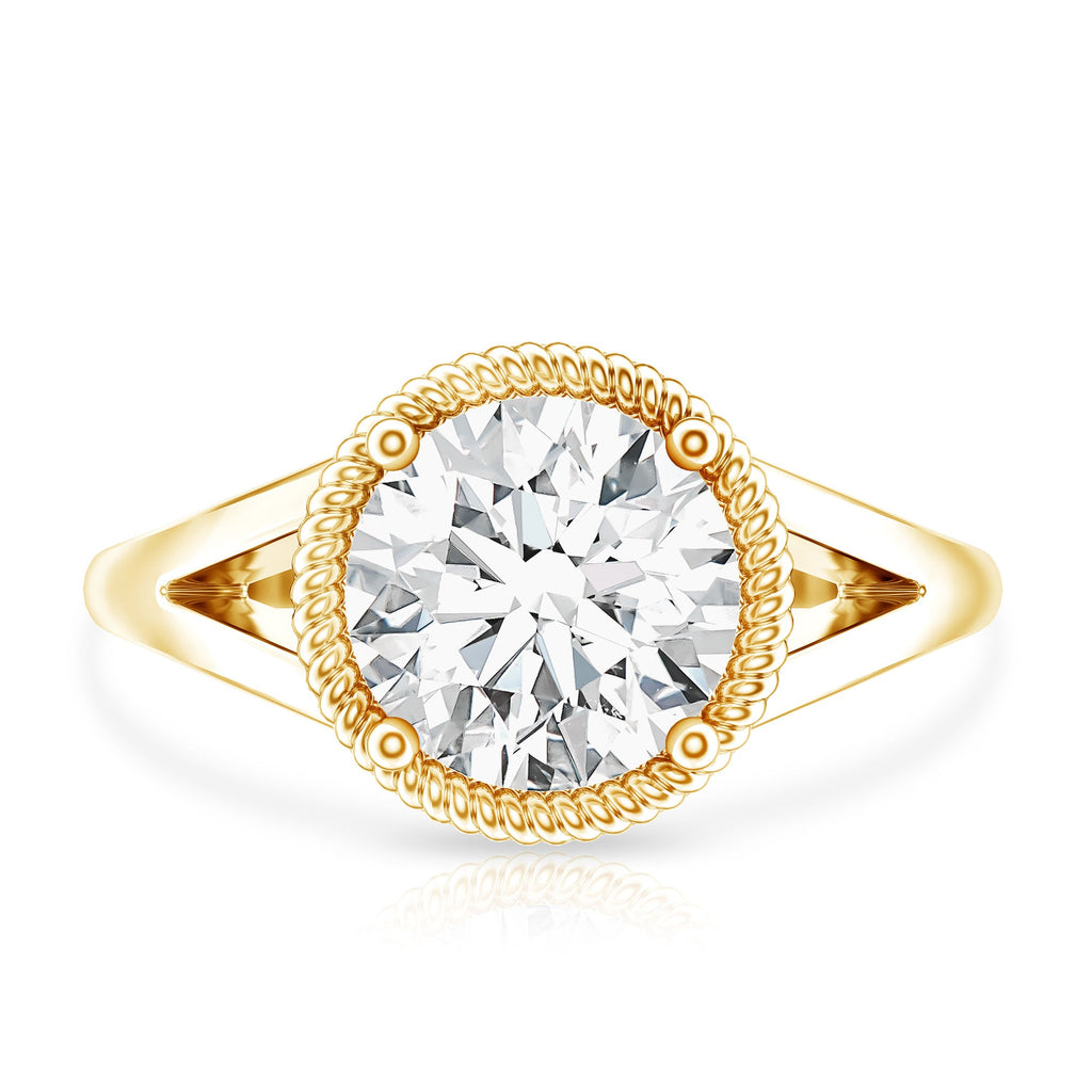 2 CT Round Moissanite Rope Band Engagement Ring