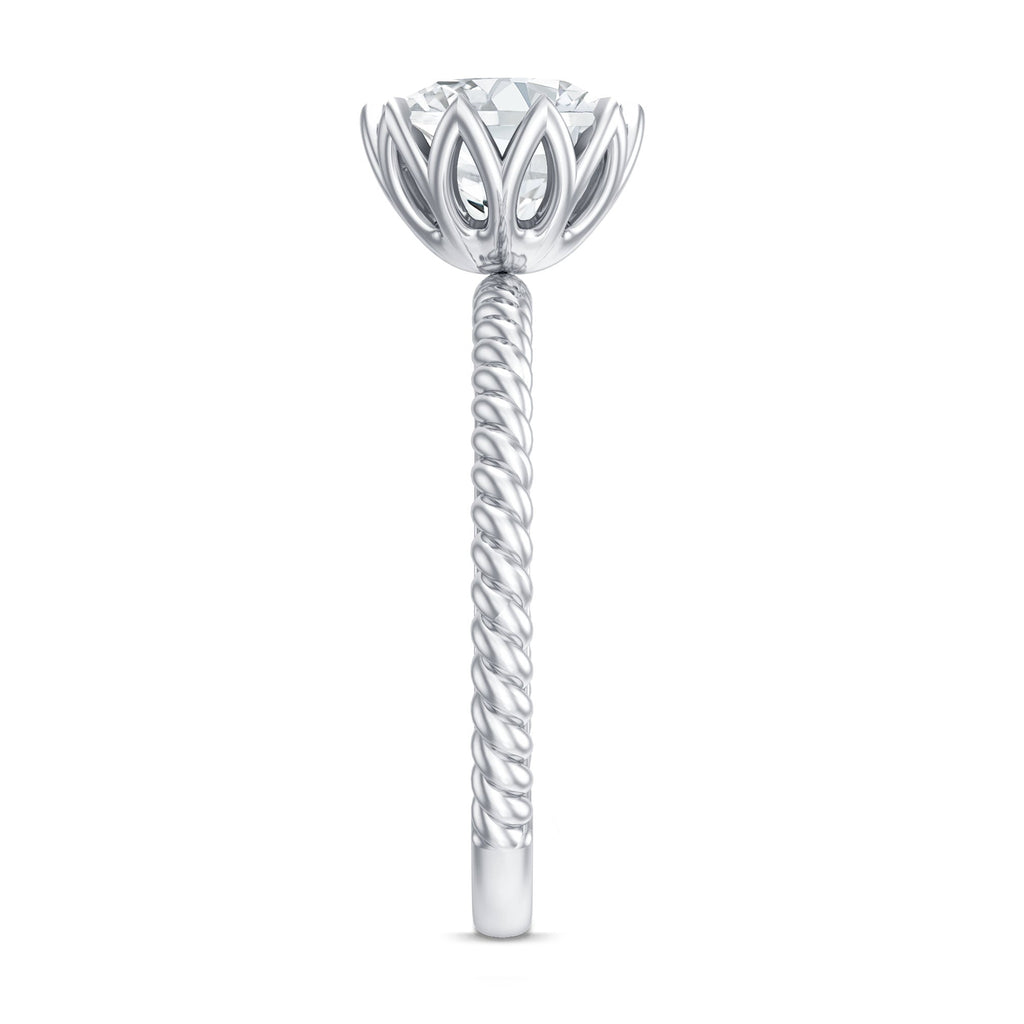 2 CT Moissanite Engagement Ring with Twisted Rope Band