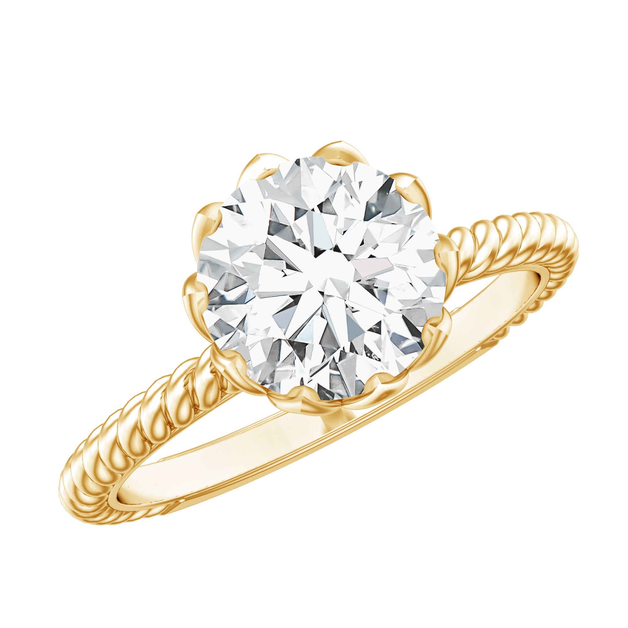 2 CT Moissanite Engagement Ring with Twisted Rope Band | Rings | Wiccan Center