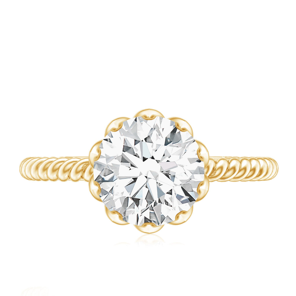 2 CT Moissanite Engagement Ring with Twisted Rope Band