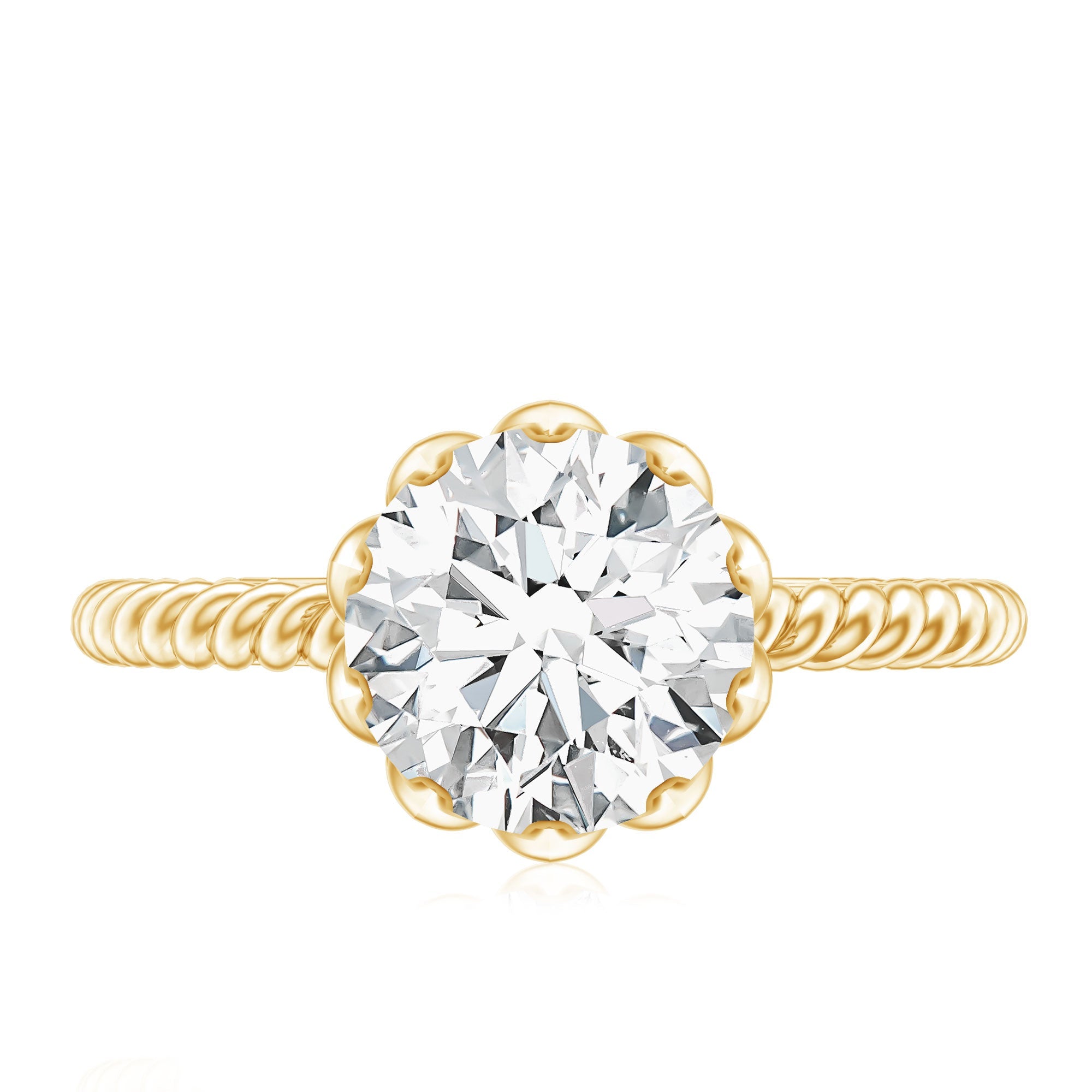 2 CT Moissanite Engagement Ring with Twisted Rope Band