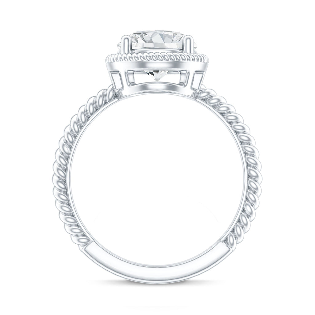 Brilliant Cut 2 Carat Moissanite Rope Band Engagement Ring