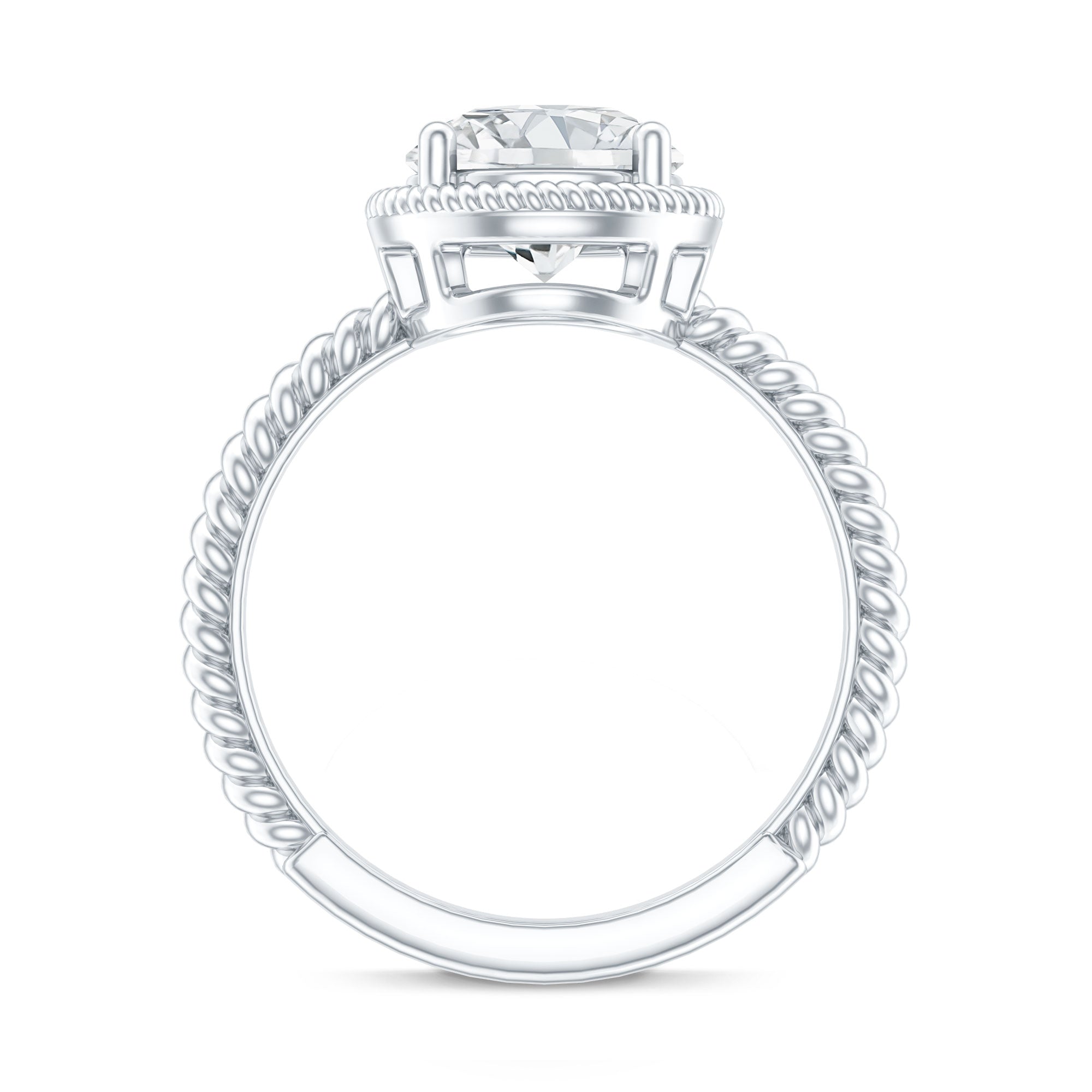 Brilliant Cut 2 Carat Moissanite Rope Band Engagement Ring