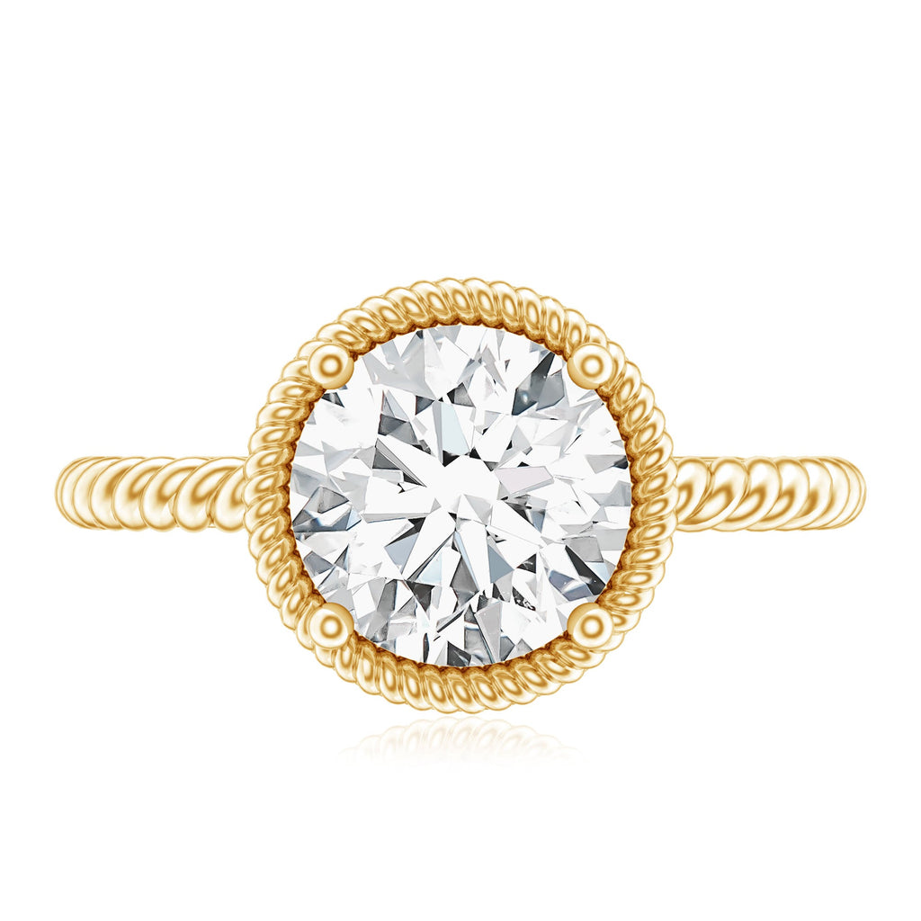 Brilliant Cut 2 Carat Moissanite Rope Band Engagement Ring
