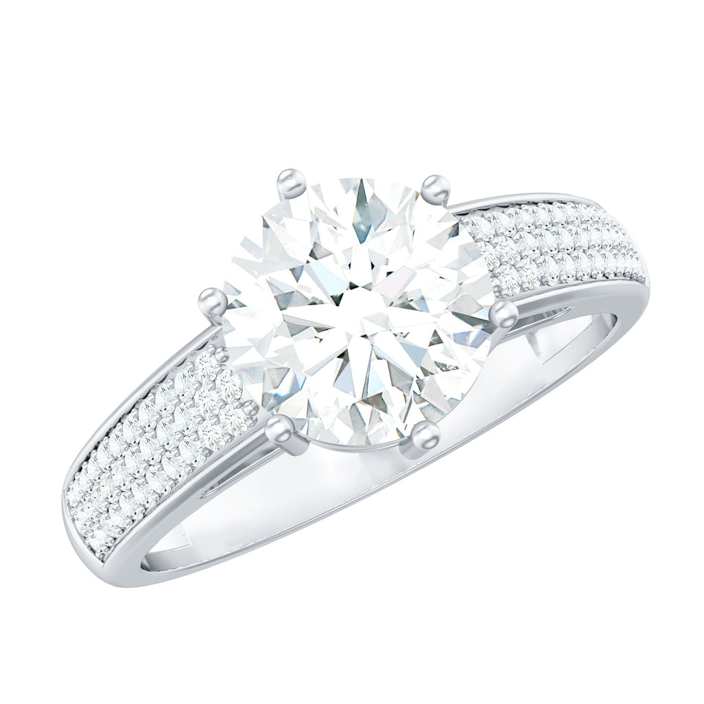 Certified Moissanite Side Stone Engagement Ring for Women
