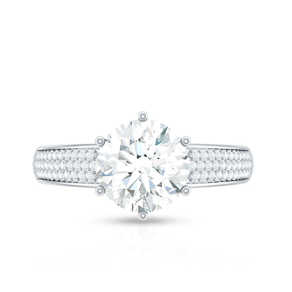 Certified Moissanite Side Stone Engagement Ring for Women