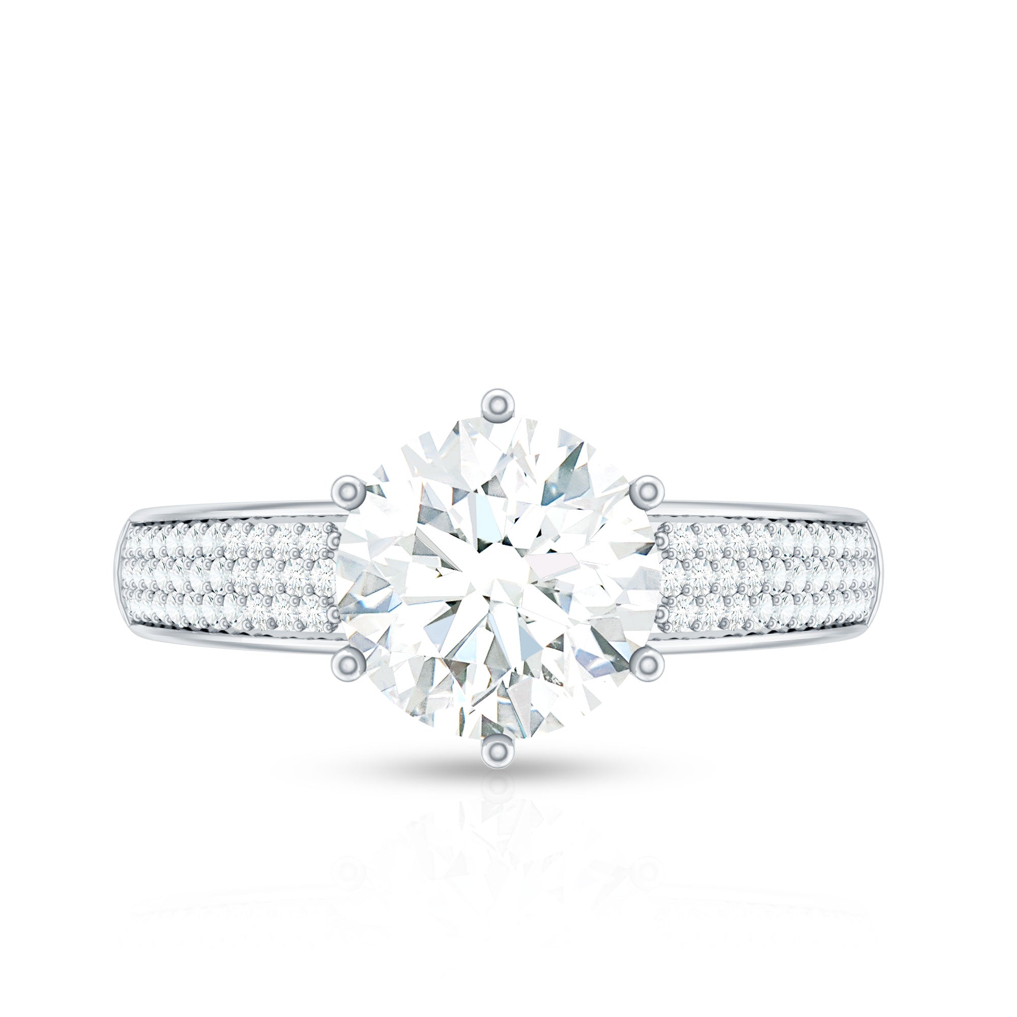 Certified Moissanite Side Stone Engagement Ring for Women