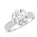 Lotus Basket Set Moissanite Engagement Ring with Side Stones