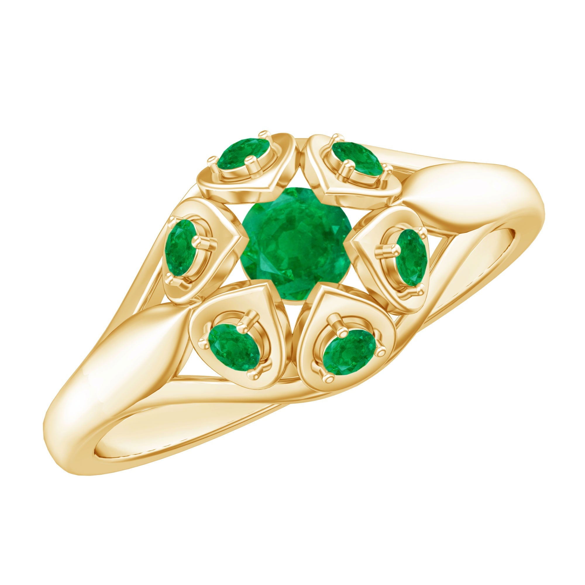 Vintage Inspired Emerald Flower Engagement Ring | Rings | Wiccan Center