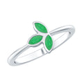 Marquise Cut Emerald Leaf Promise Ring in Bezel Setting
