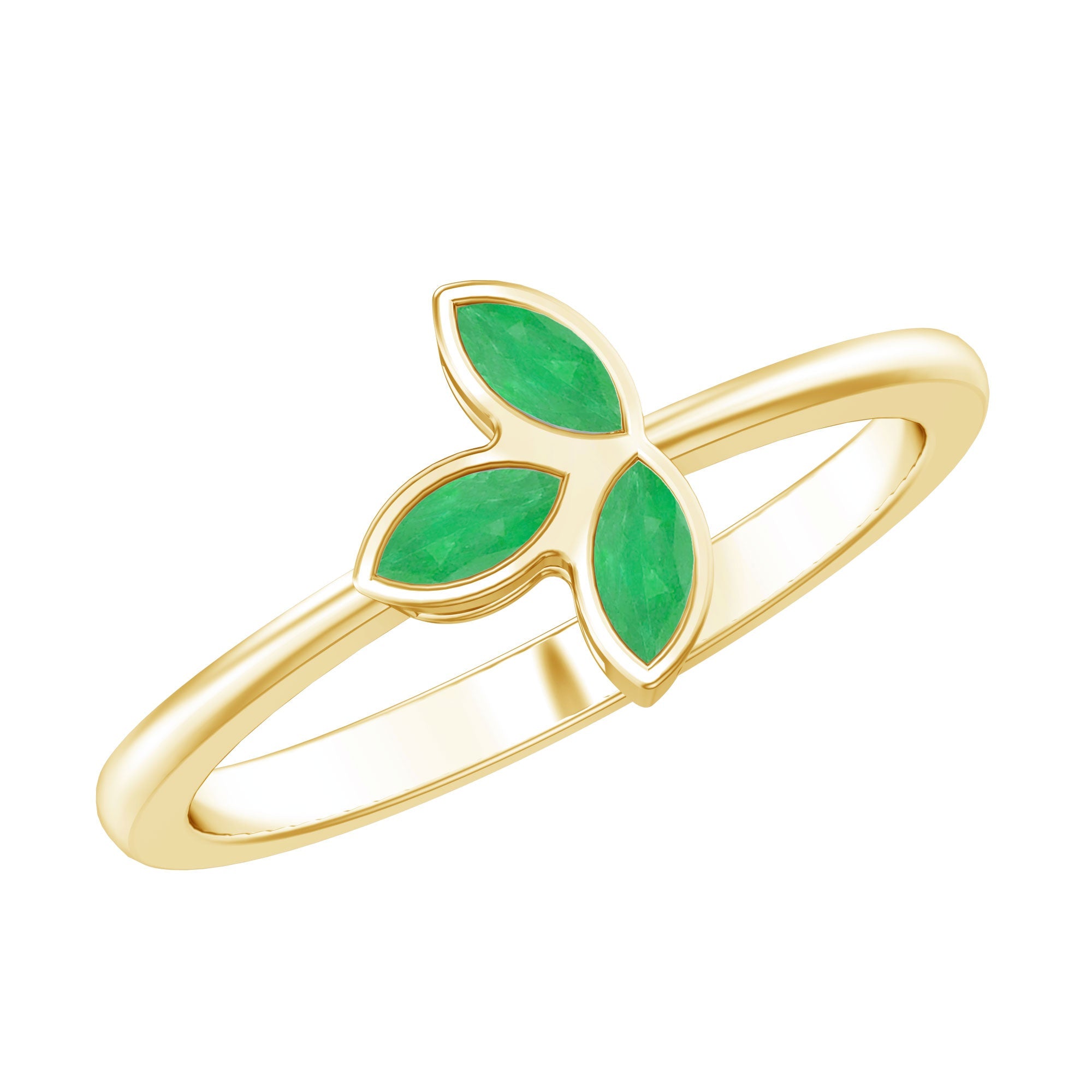 Marquise Cut Emerald Leaf Promise Ring in Bezel Setting | Rings | Wiccan Center