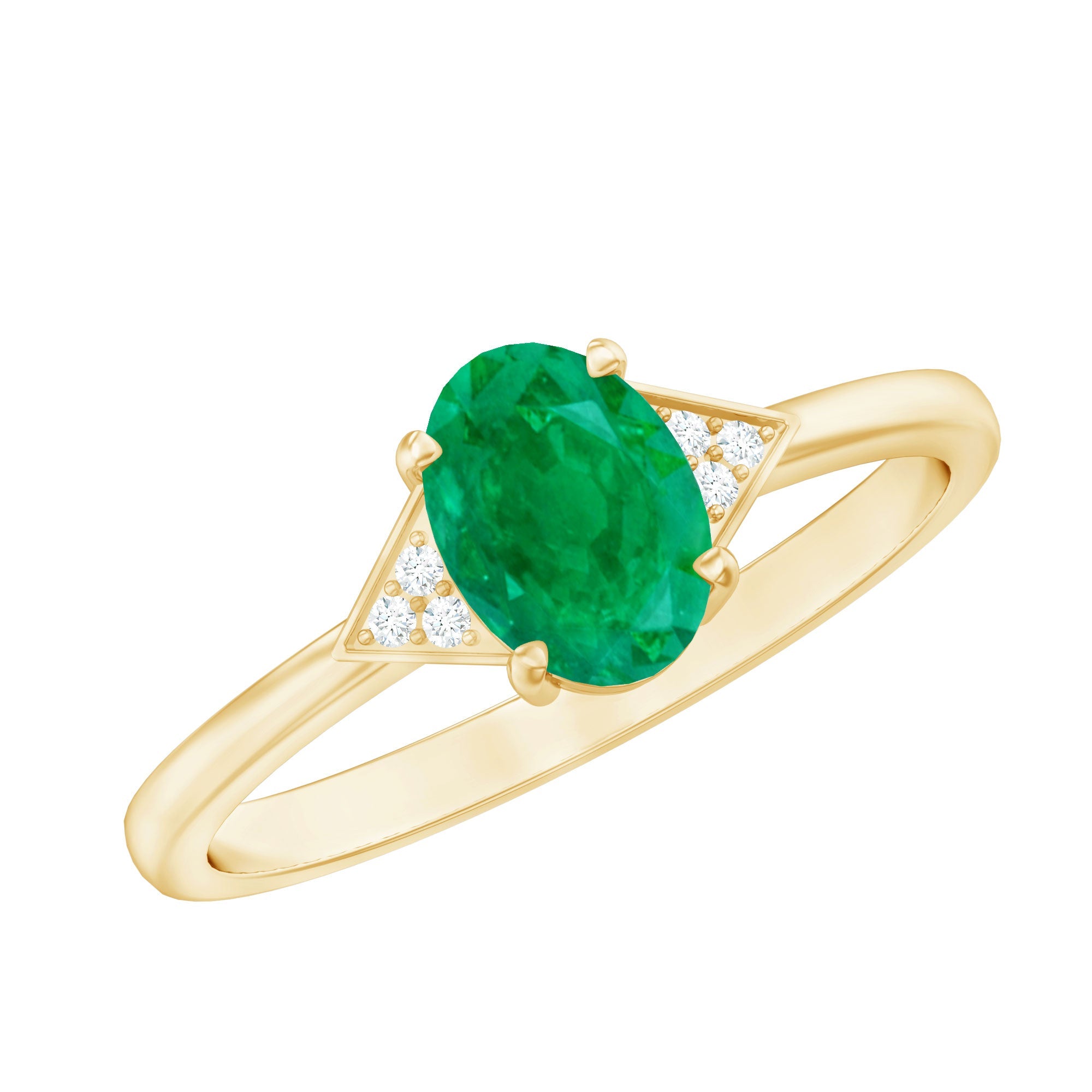 Solitaire Oval Emerald Engagement Ring with Diamonds | Rings | Wiccan Center