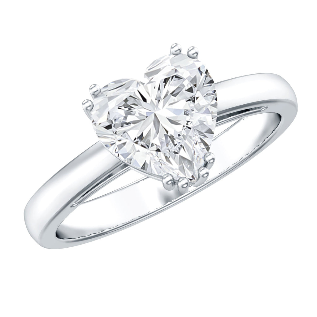 Certified Solitaire Moissanite Heart Engagement Ring For Women