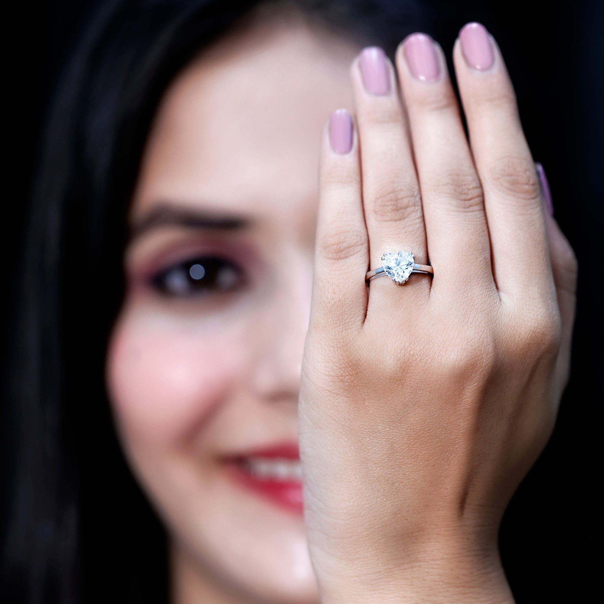 Certified Solitaire Moissanite Heart Engagement Ring For Women