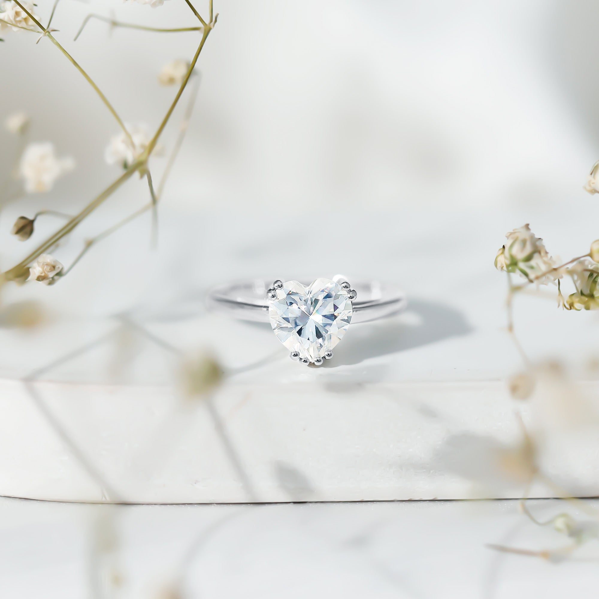 Certified Solitaire Moissanite Heart Engagement Ring For Women