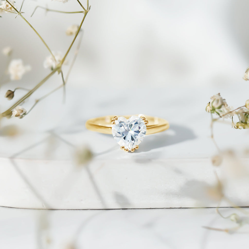 Certified Solitaire Moissanite Heart Engagement Ring For Women