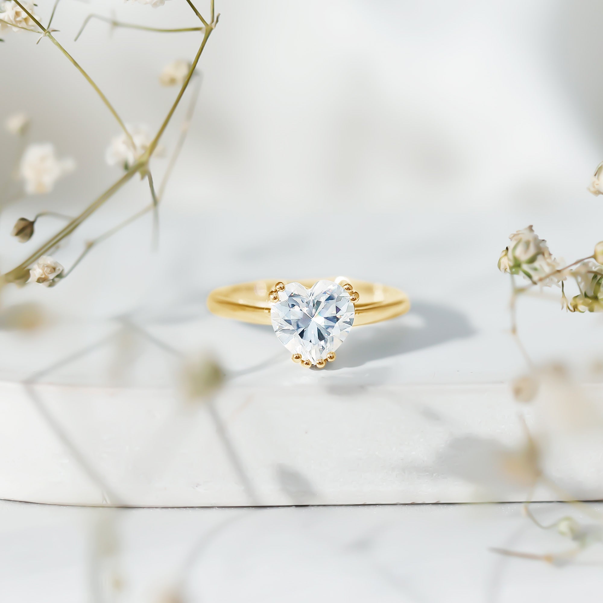 Certified Solitaire Moissanite Heart Engagement Ring For Women