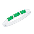 Baguette Cut Real Emerald 3 Stone Ring with Certificate