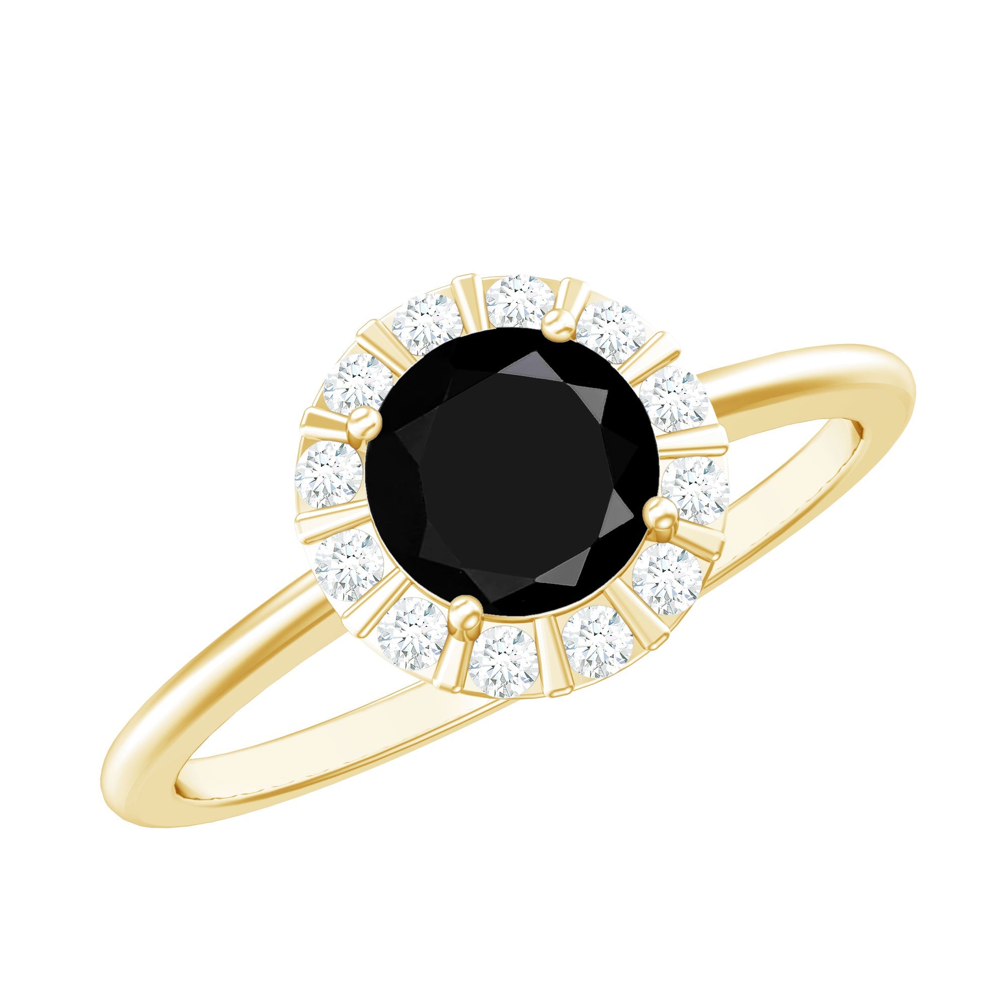 1.3 Carat Lab Created Black and White Diamond Halo Engagement Ring | Rings | Wiccan Center