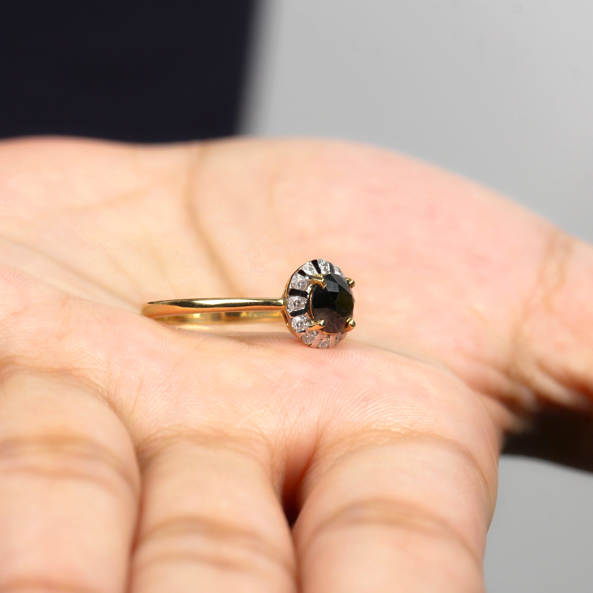 1.3 Carat Lab Created Black and White Diamond Halo Engagement Ring