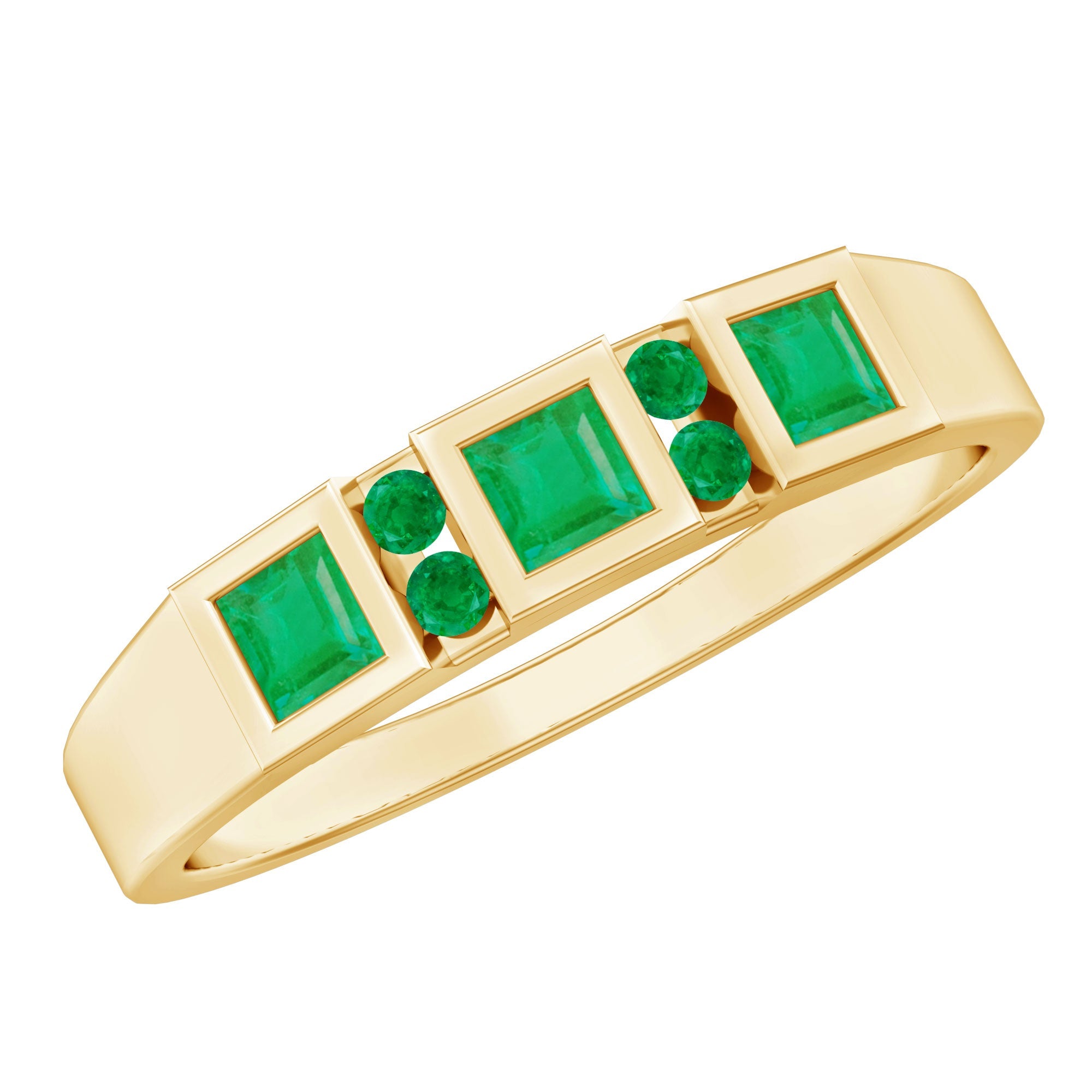 Natural Emerald Princess Cut Band Ring | Rings | Wiccan Center
