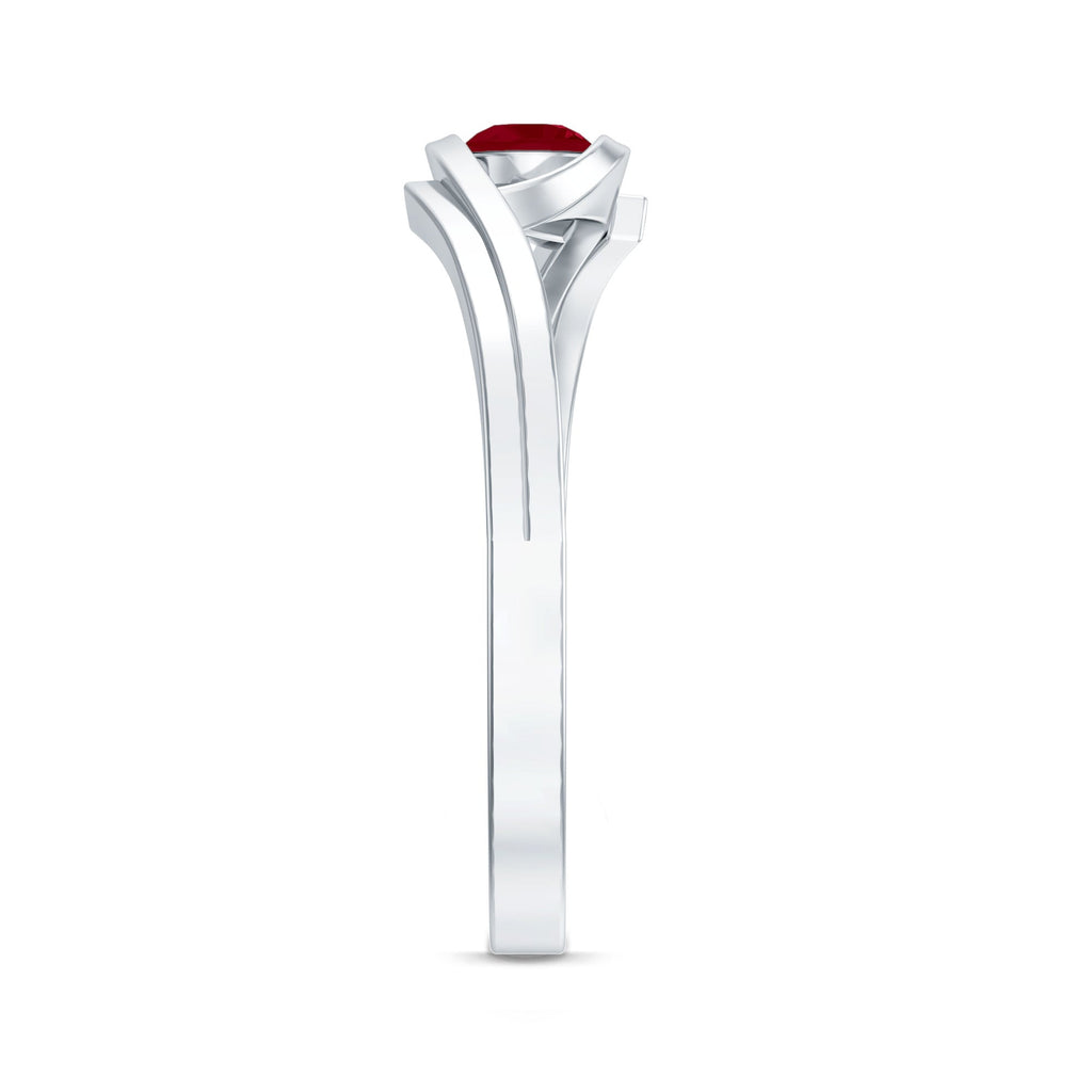 Natural Red Ruby Promise Ring with Bypass Shank