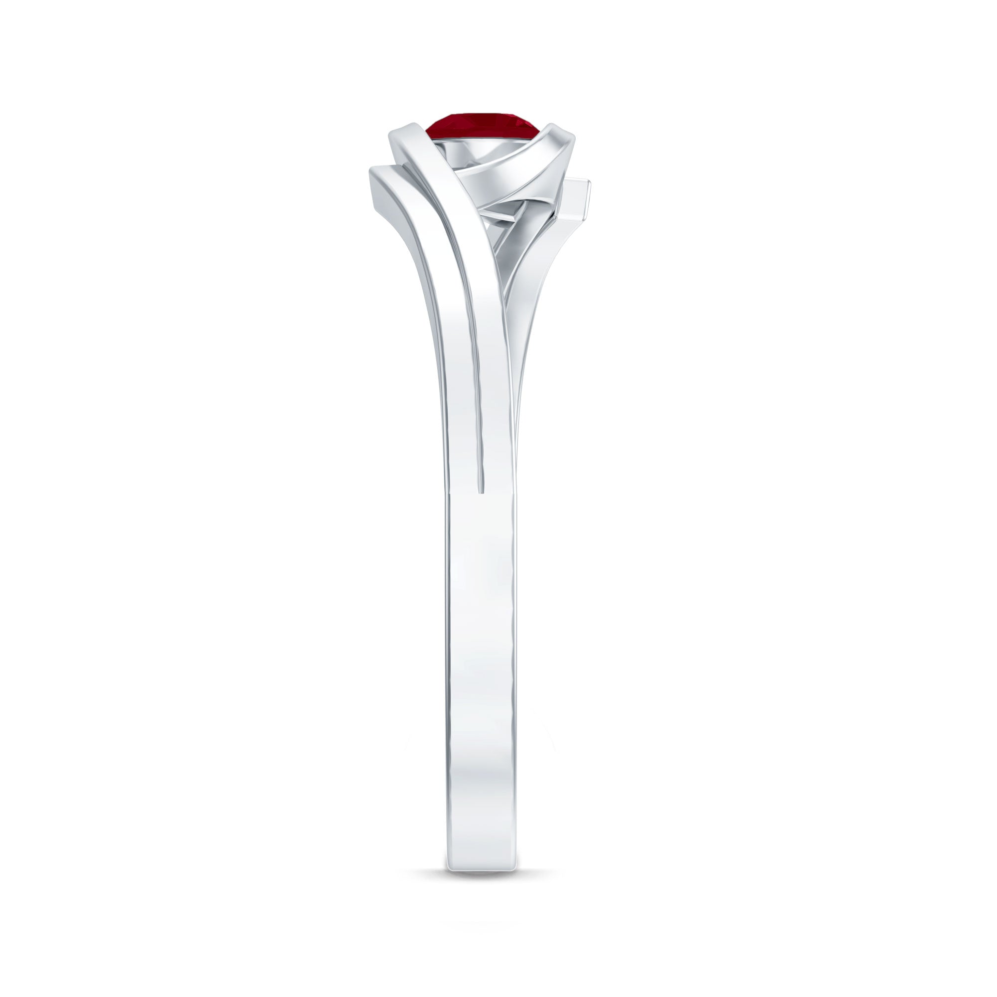 Natural Red Ruby Promise Ring with Bypass Shank
