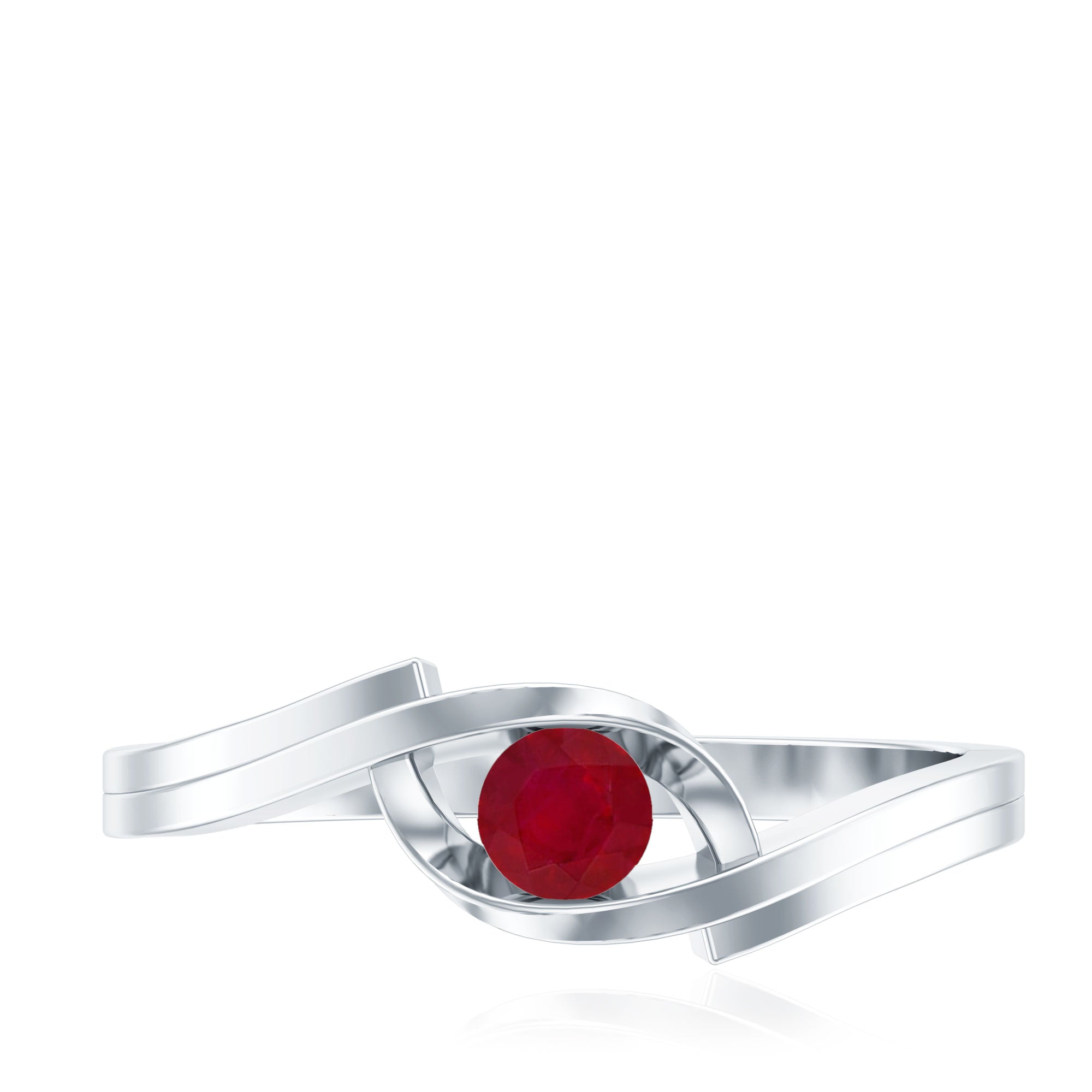 Natural Red Ruby Promise Ring with Bypass Shank