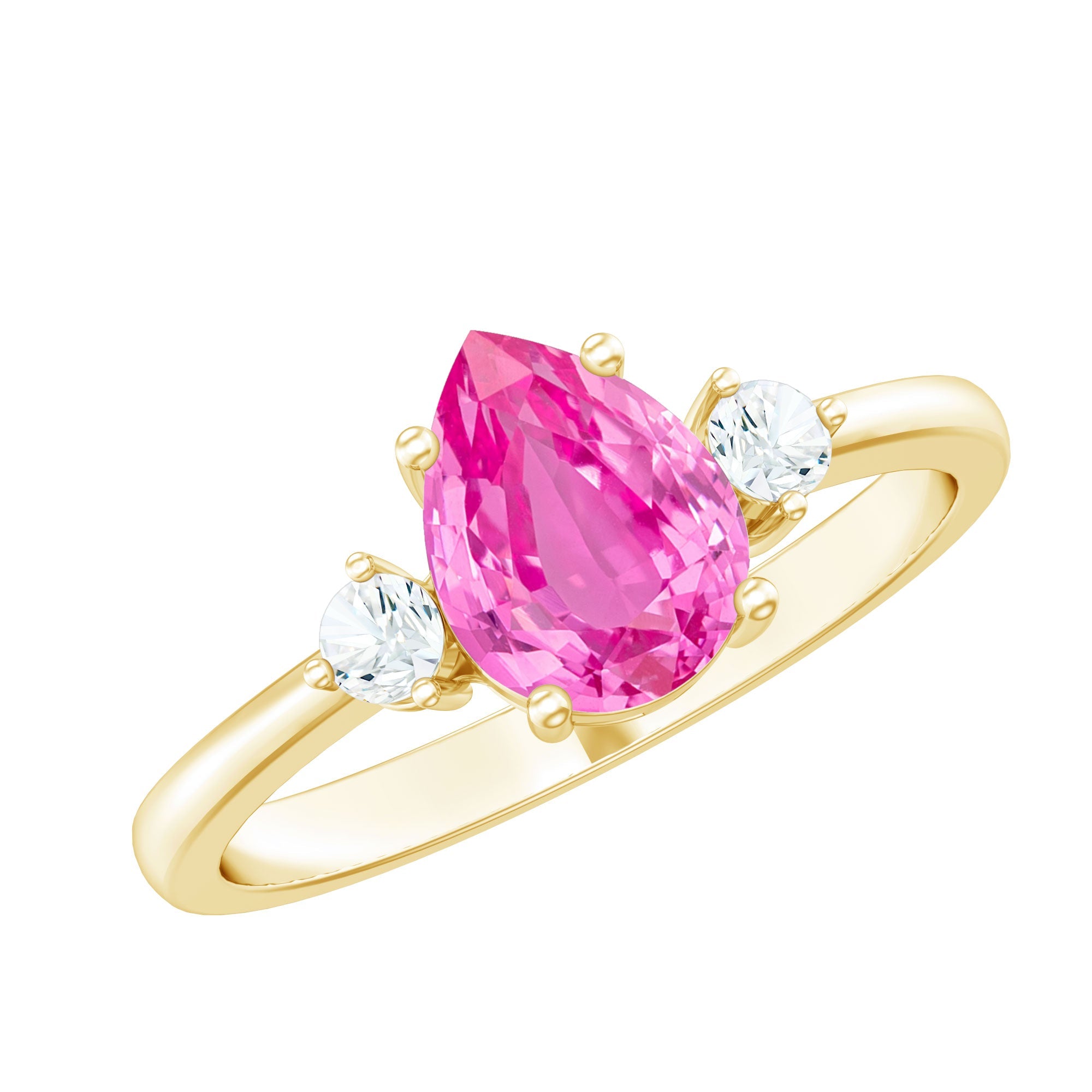 1 CT Lab Grown Pink Sapphire Teardrop Engagement Ring with Diamond | Rings | Wiccan Center