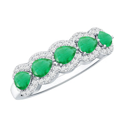 Pear Shape Emerald Anniversary Wedding Ring with Diamond Accent | Rings | Wiccan Center