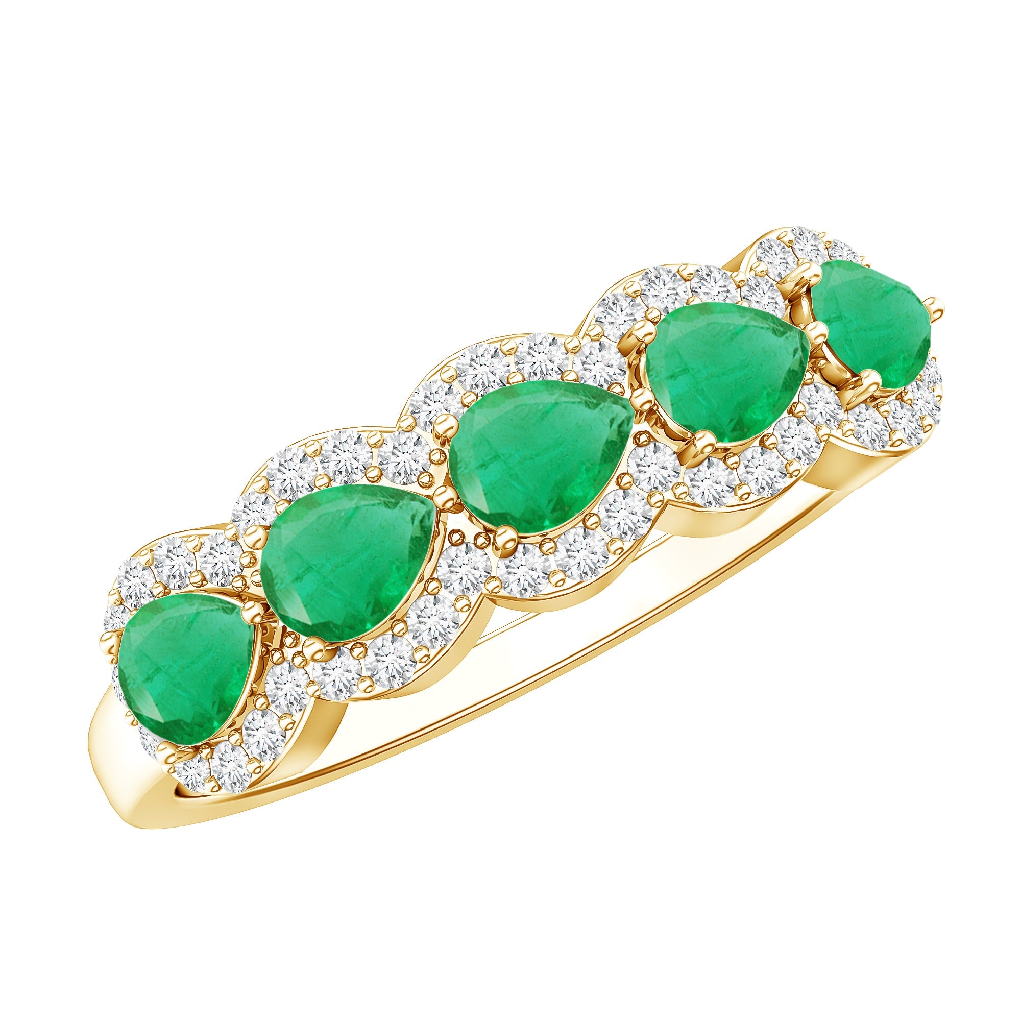 Pear Shape Emerald Anniversary Wedding Ring with Diamond Accent | Rings | Wiccan Center