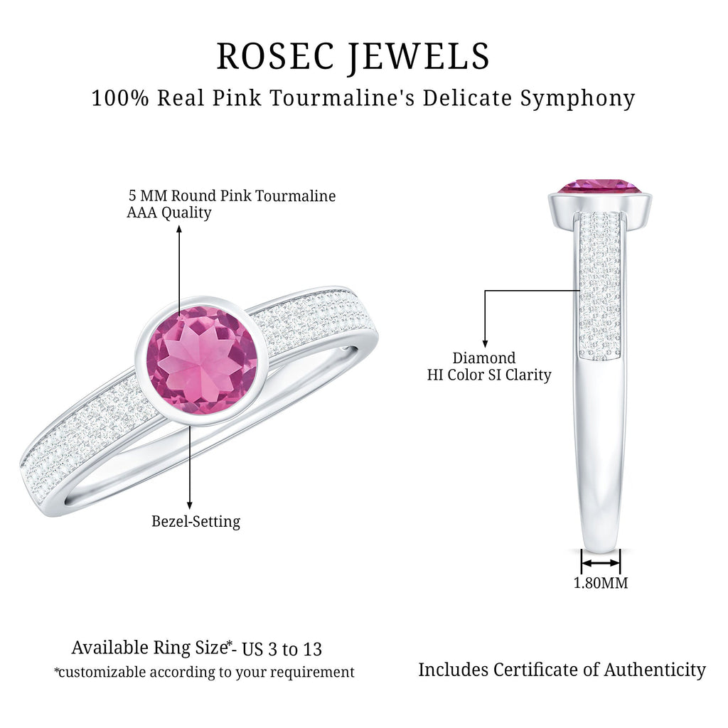 0.4 Carat Solitaire Pink Tourmaline and Diamond Engagement Ring