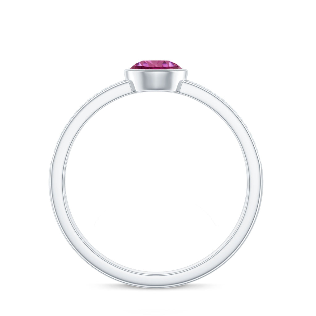 0.4 Carat Solitaire Pink Tourmaline and Diamond Engagement Ring
