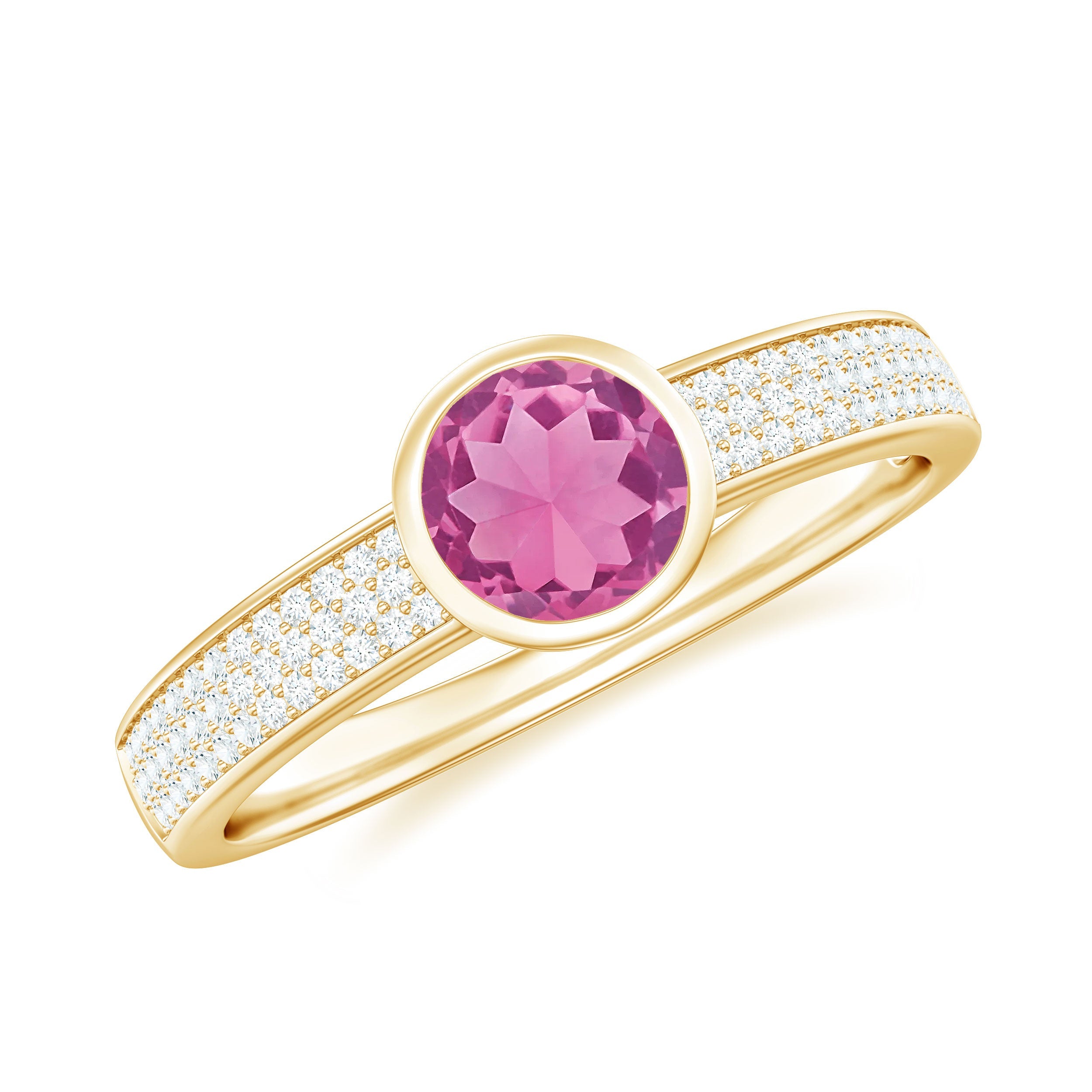 0.4 Carat Solitaire Pink Tourmaline and Diamond Engagement Ring | Rings | Wiccan Center
