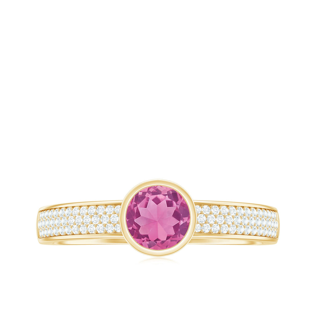 0.4 Carat Solitaire Pink Tourmaline and Diamond Engagement Ring