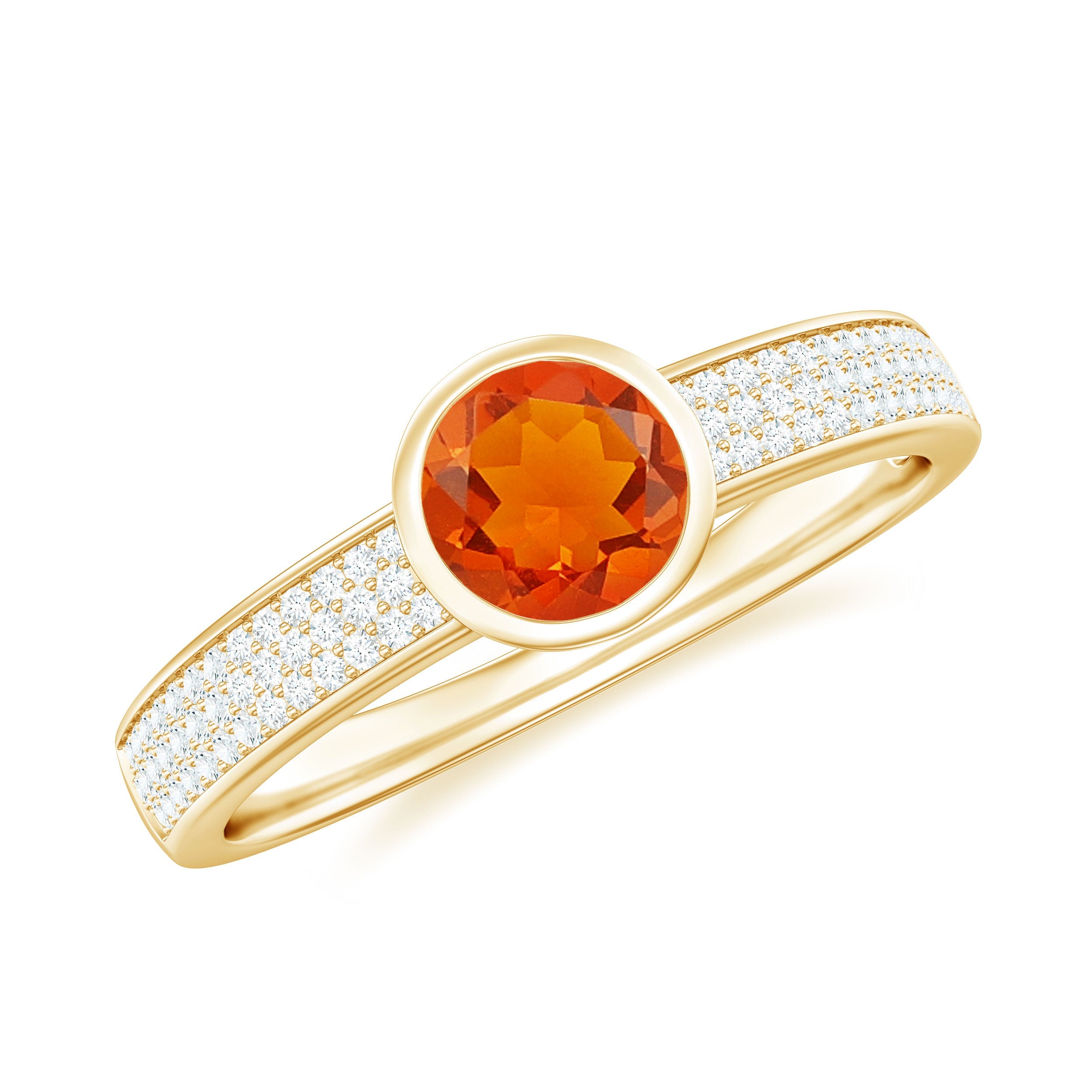 0.4 Carat Round Shape Fire Opal Engagement Ring with Diamond | Rings | Wiccan Center