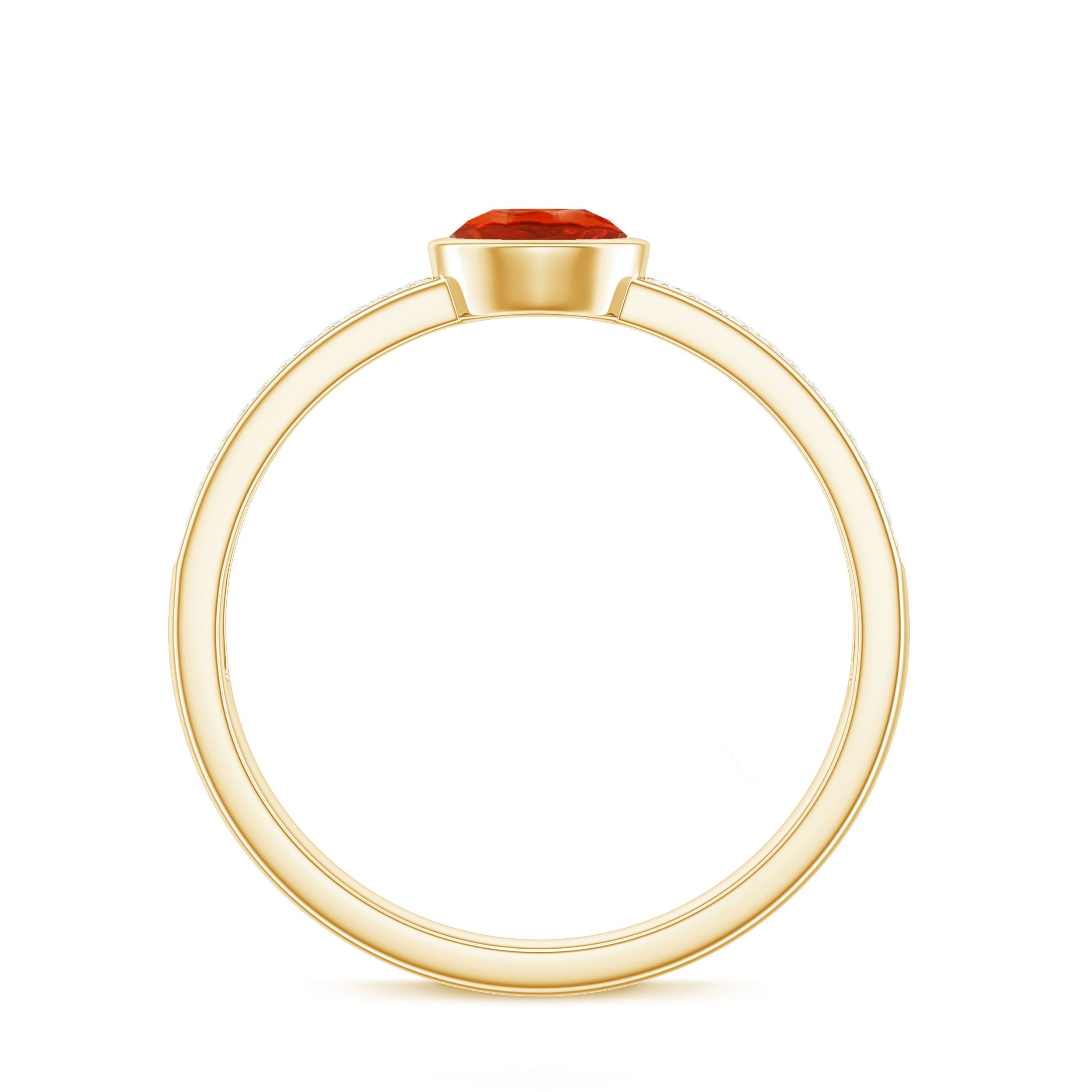 0.4 Carat Round Shape Fire Opal Engagement Ring with Diamond