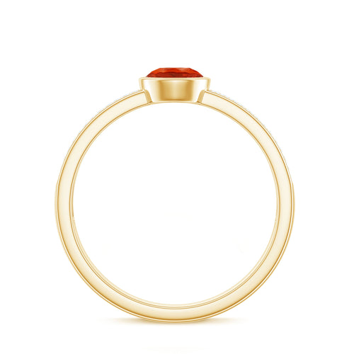 0.4 Carat Round Shape Fire Opal Engagement Ring with Diamond | Rings | Wiccan Center