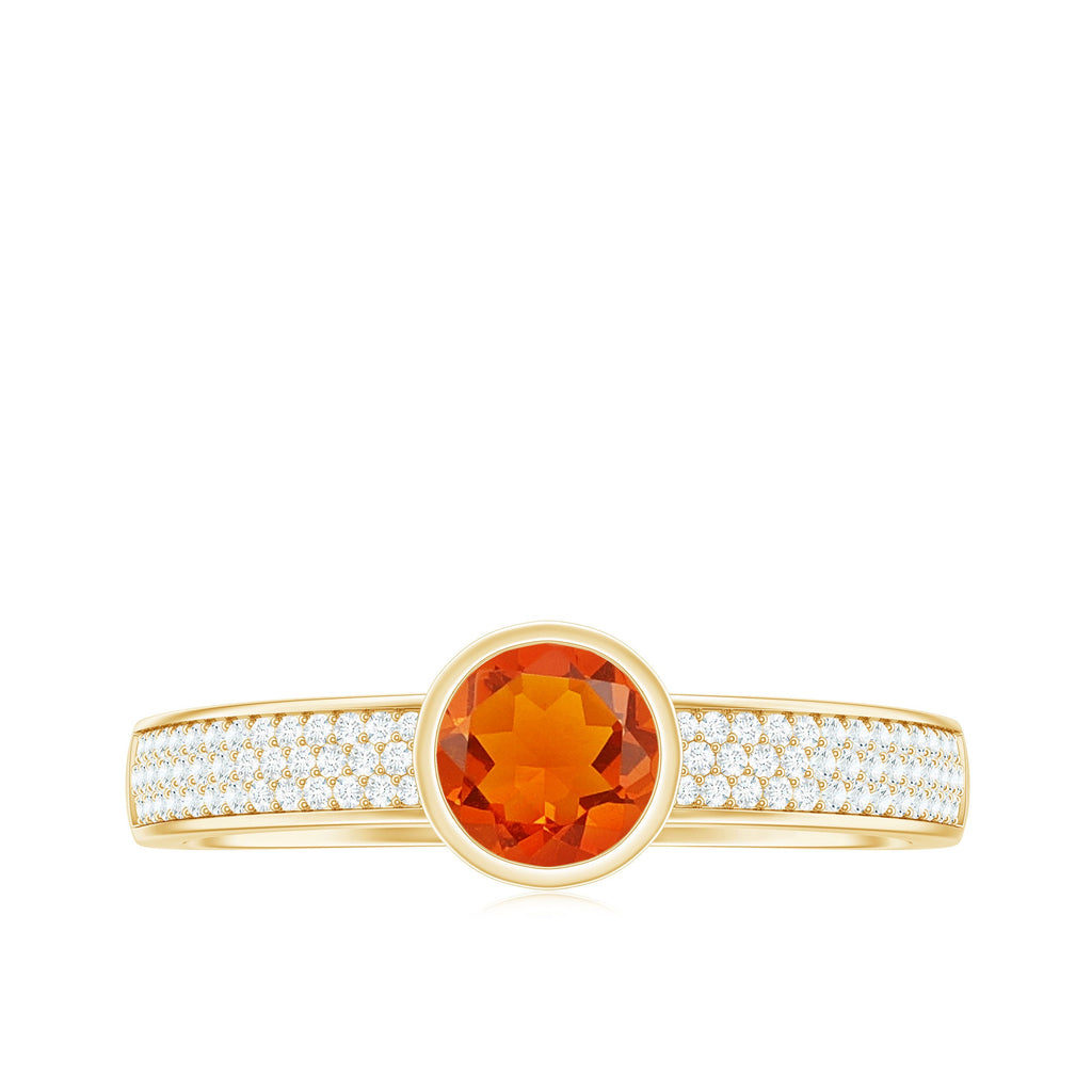 0.4 Carat Round Shape Fire Opal Engagement Ring with Diamond