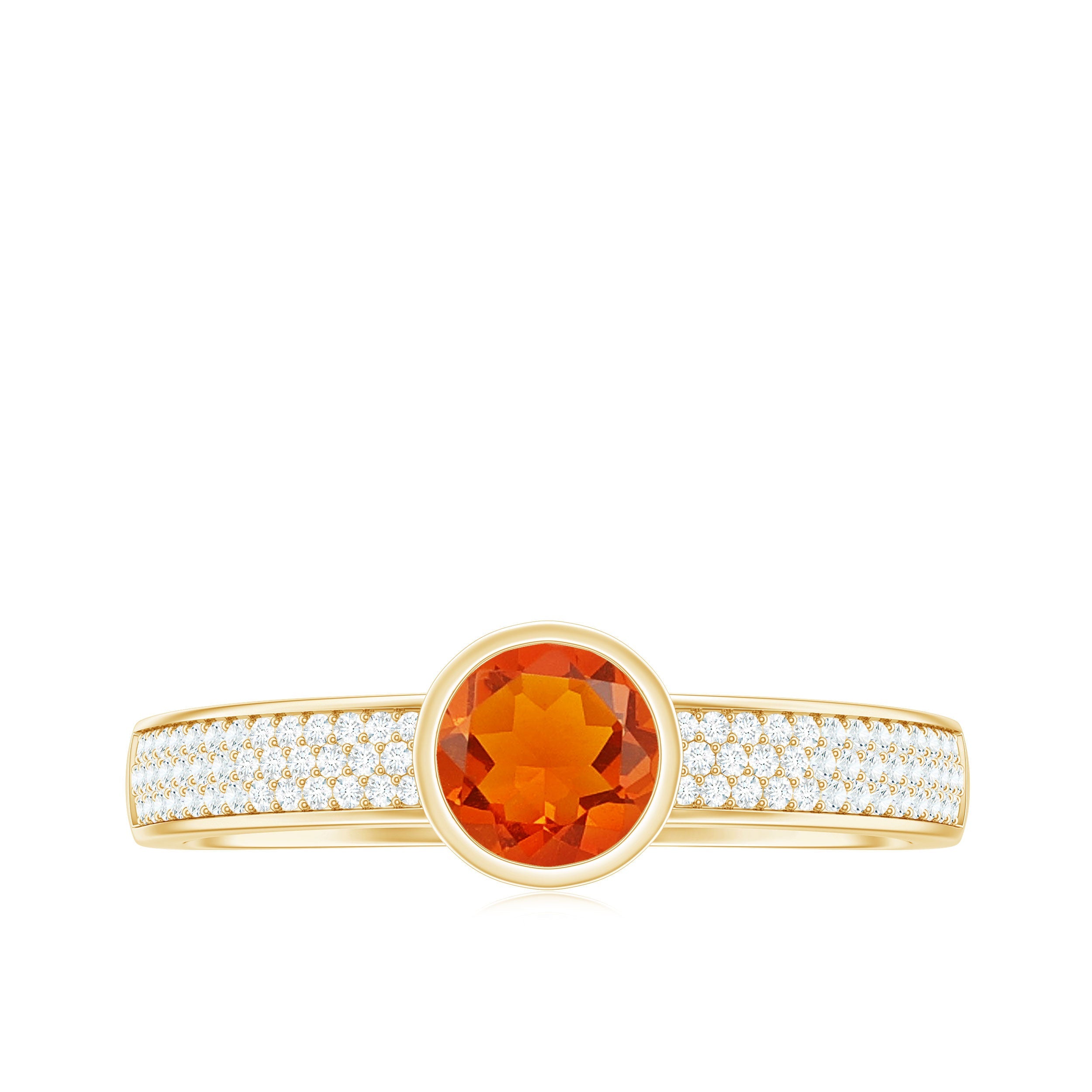0.4 Carat Round Shape Fire Opal Engagement Ring with Diamond