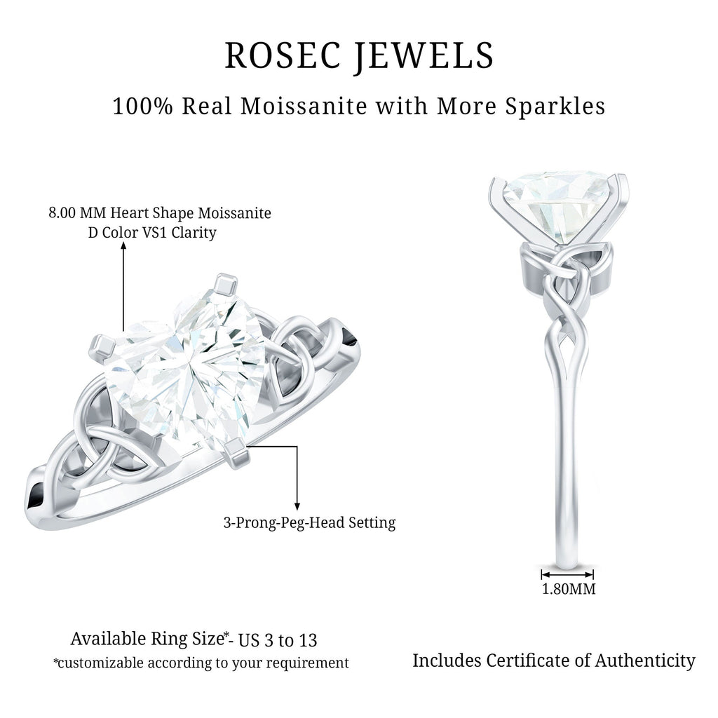 2 CT Heart Shaped Moissanite Celtic Knot Engagement Ring