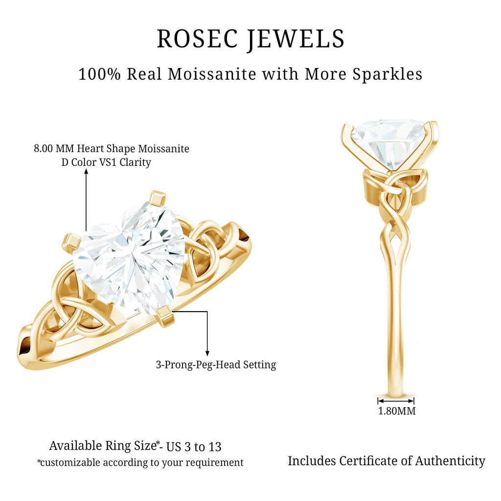 2 CT Heart Shaped Moissanite Celtic Knot Engagement Ring