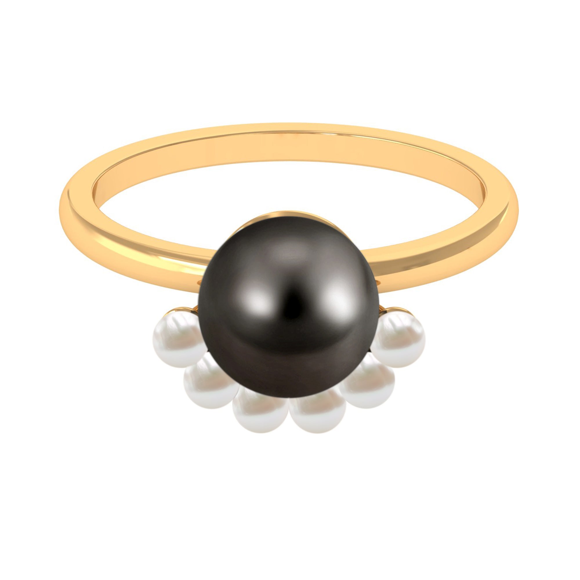 Designer 7.5 Carat Black and White Pearl Half Halo Engagement Ring | Rings | Wiccan Center