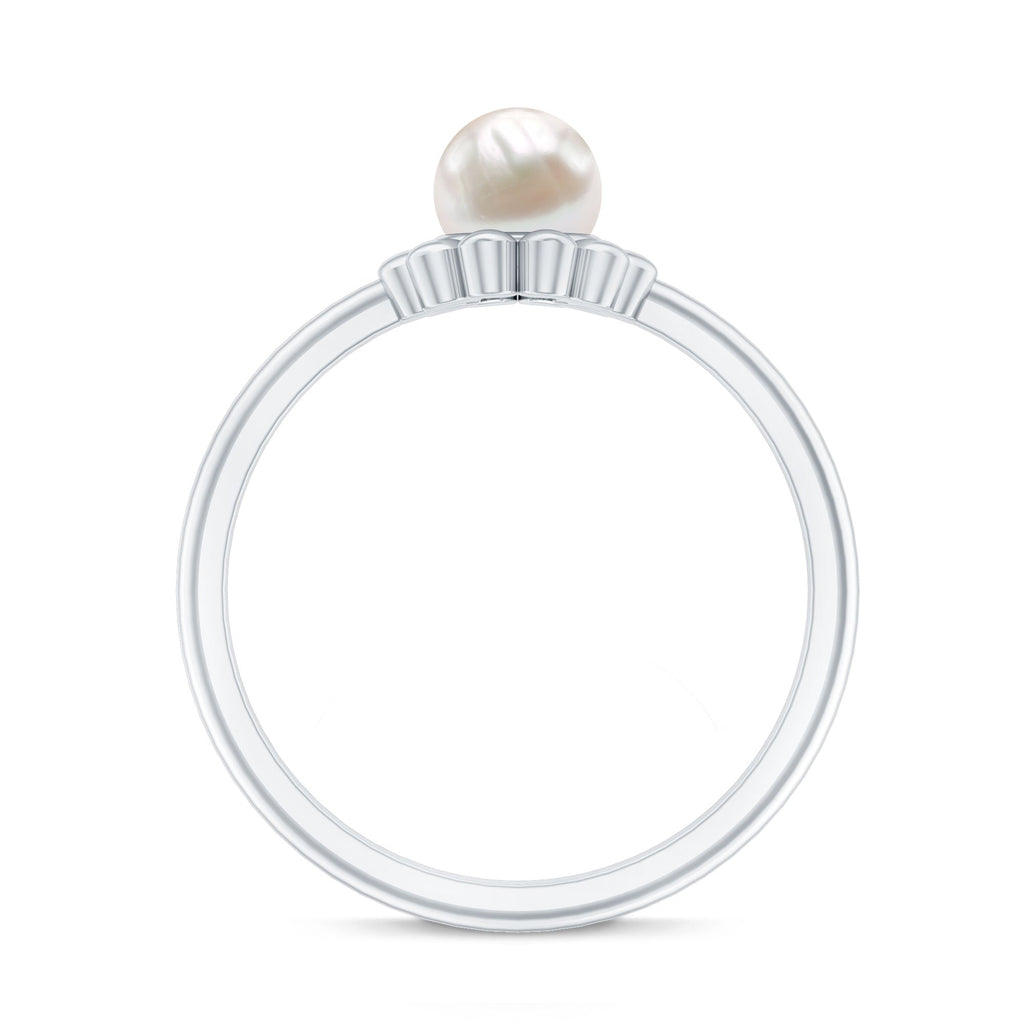 2 Carat Solitaire Freshwater Cultured Pearl Flower Ring