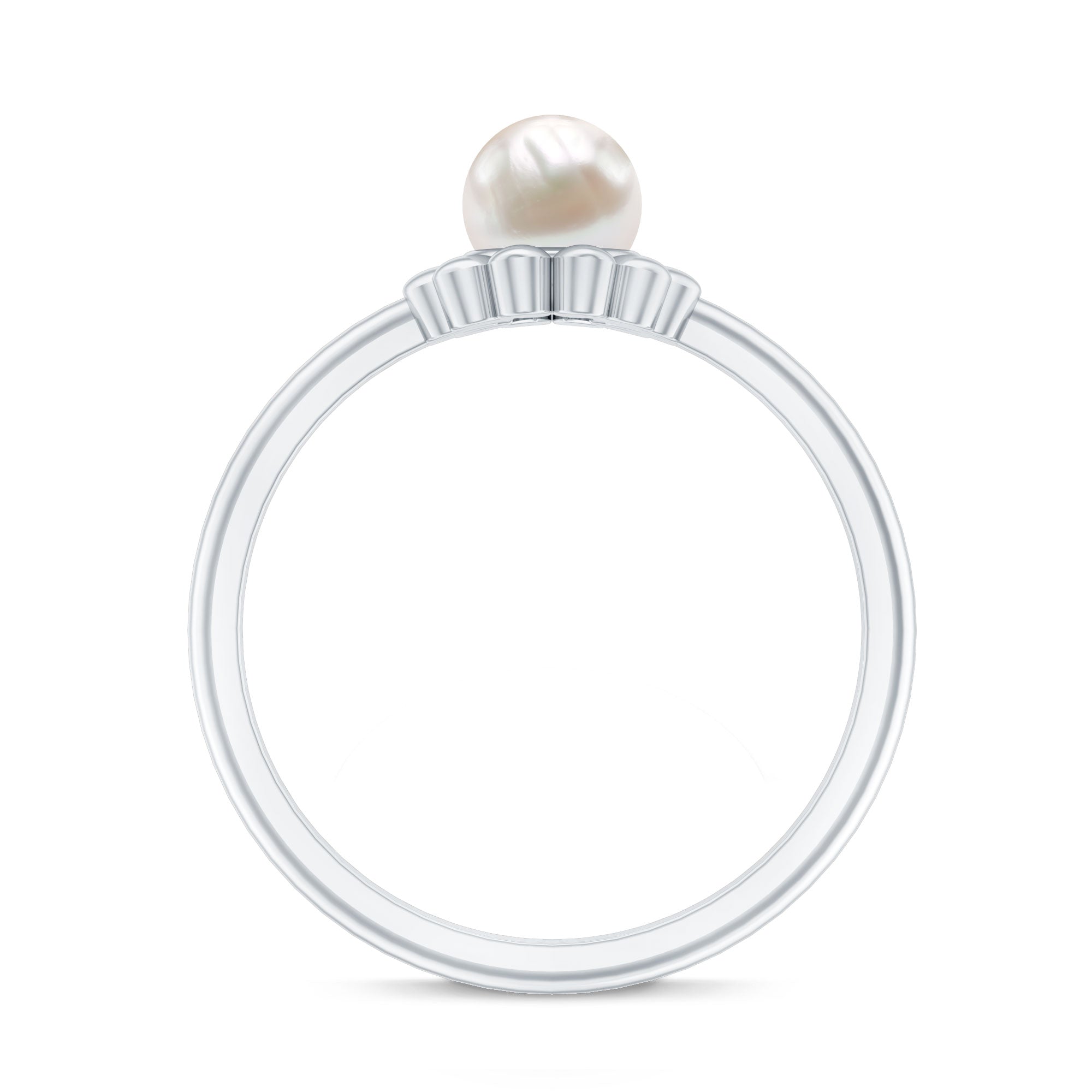 2 Carat Solitaire Freshwater Cultured Pearl Flower Ring