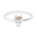 Freshwater Pearl Toi Et Moi Ring with Diamond