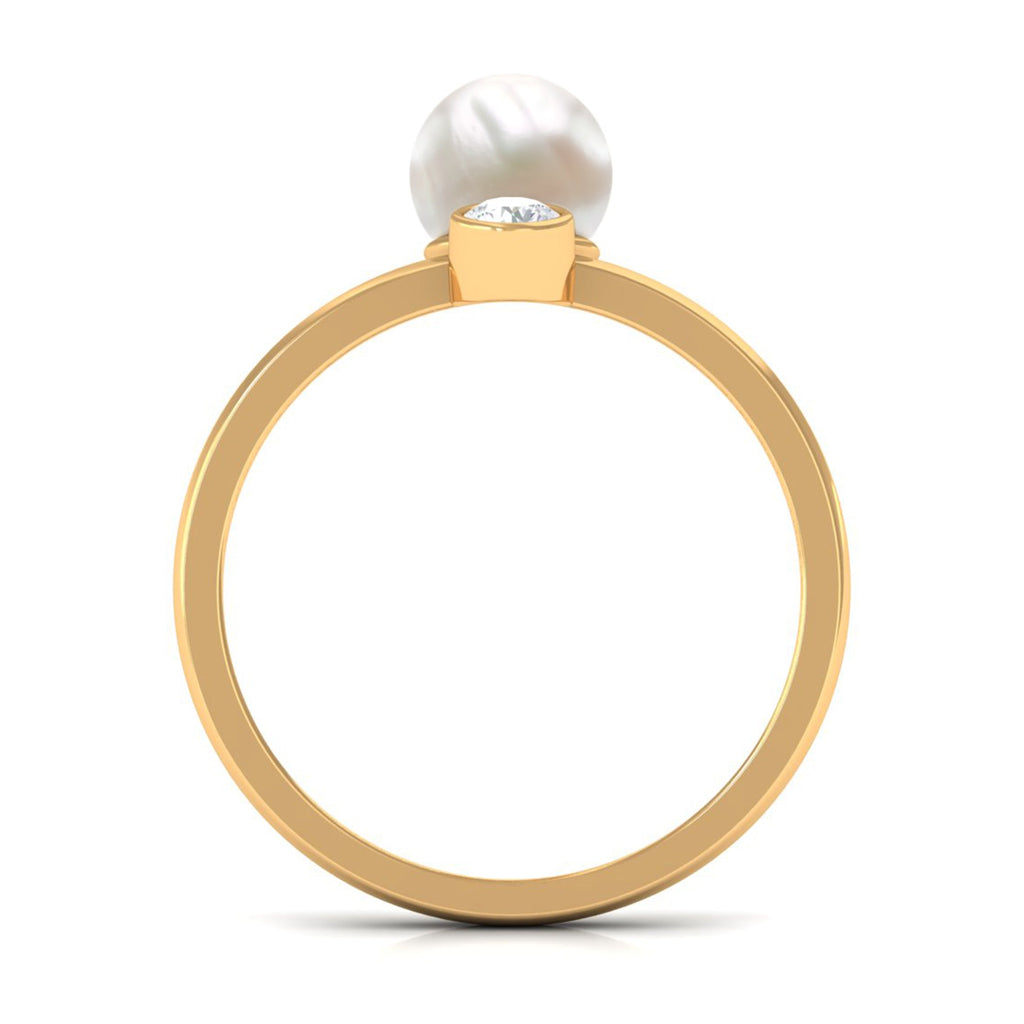 Freshwater Pearl Toi Et Moi Ring with Diamond