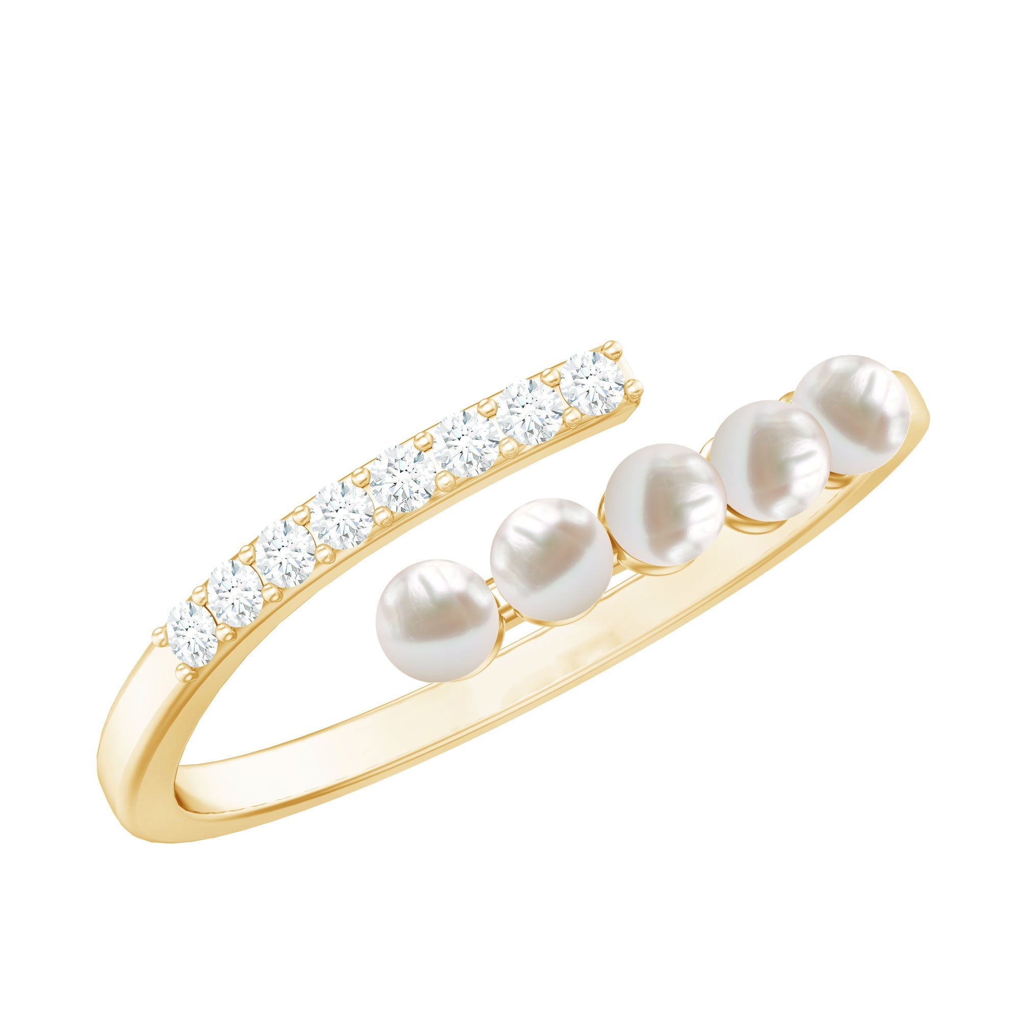 Cultured Freshwater Pearl Diamond Wrap Ring for Women | Rings | Wiccan Center